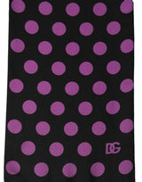 Dolce & Gabbana Men Black Purple Polka Dot Fringed Lace Stole Scarf