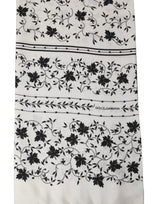 Dolce & Gabbana White Floral Silk Fringed Neck Shawl Scarf