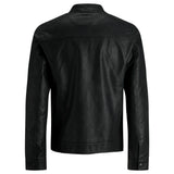 Jack Jones Black Polyamide Leather Jacket
