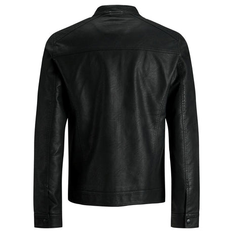 Jack Jones Black Polyamide Leather Jacket