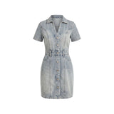 Morgan De Toi Blue Cotton Midi Dress