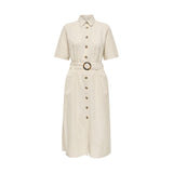 Jacqueline De Yong Beige Cotton Long Dress