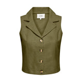 Jacqueline De Yong Green Cotton Waistcoat