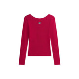 Tommy Hilfiger Jeans Bordeaux Recycled Cotton Long Sleeve T-Shirt