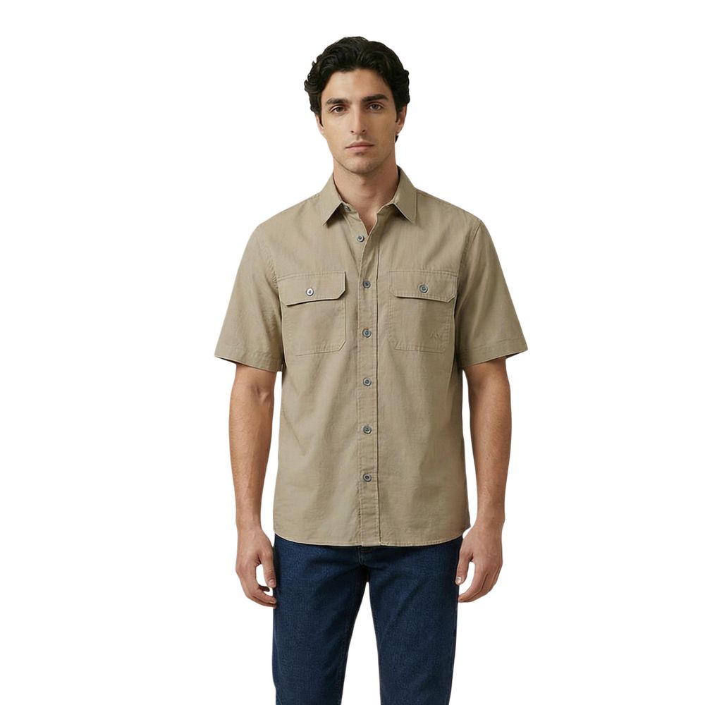 Armani Exchange Beige Cotton Shortsleeve Shirt