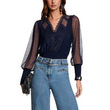 Morgan De Toi Blue Polyester Long Sleeve T-Shirt