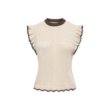 Jacqueline De Yong Beige Cotton Sleeveles T-Shirt