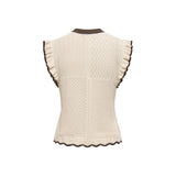 Jacqueline De Yong Beige Cotton Sleeveles T-Shirt