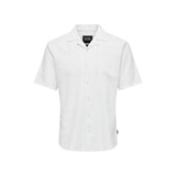 Only & Sons White Linen Shortsleeve Shirt