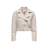 Only Beige Recycled Polyester Biker Jacket