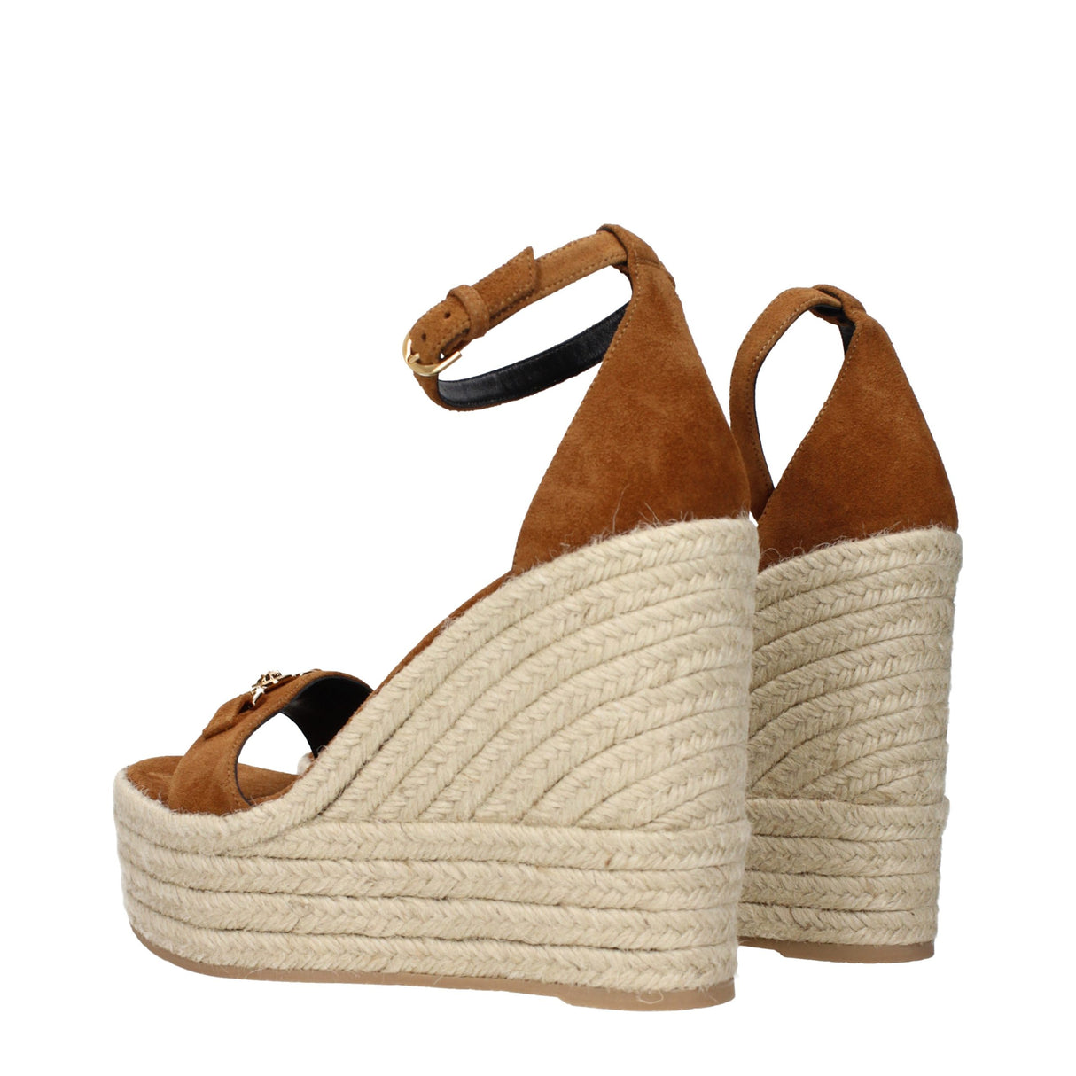 Versace Brown Leather Wedge Sandals
