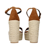 Versace Brown Leather Wedge Sandals