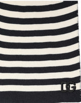 Dolce & Gabbana Black White Stripes Silk Knitted Shawl Scarf