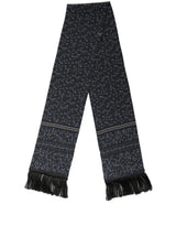 Dolce & Gabbana Blue Floral Silk Fringed Neck Shaw Scarf