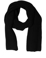 Dolce & Gabbana Men Black Wool Knitted Neck Shawl Scarf