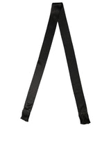 Dolce & Gabbana Black Satin Silk Skinny Fringed Shawl Scarf