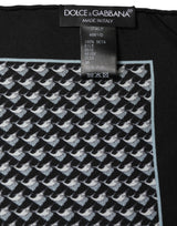 Dolce & Gabbana Black Silk Geometric Handkerchief Pocket Scarf