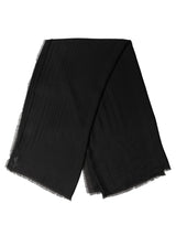 Dolce & Gabbana Black Silk Wool Fringed Men Lace Stole Scarf