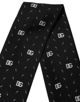 Dolce & Gabbana Black Silk DG Logo Men Skinny Shawl Scarf