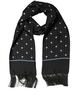 Dolce & Gabbana Black Silk DG Logo Men Fringed Shawl Scarf