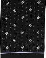 Dolce & Gabbana Black Silk DG Logo Men Fringed Shawl Scarf