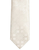 Dolce & Gabbana Off White Silk Damask Woven Adjustable Tied Necktie Tie