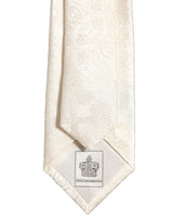Dolce & Gabbana Off White Silk Damask Woven Adjustable Tied Necktie Tie