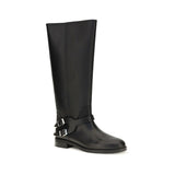 PINKO Black Calf Leather Bos Taurus Flat Boots