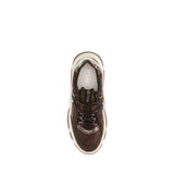 PINKO Brown Calf Leather Bos Taurus Chunky Sneakers
