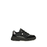 PINKO Black Calf Leather Bos Taurus Chunky Sneakers