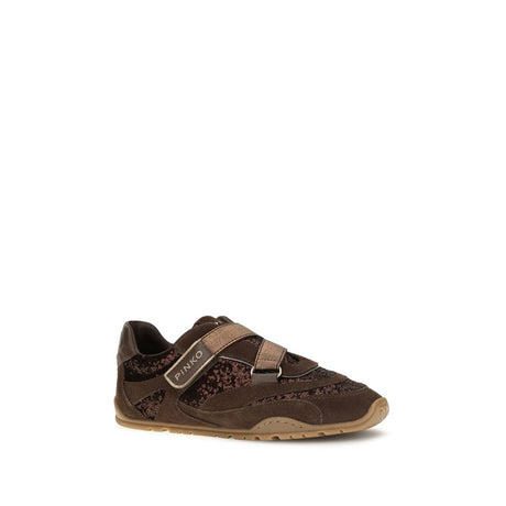PINKO Brown Suede Leather Athletic Sneakers