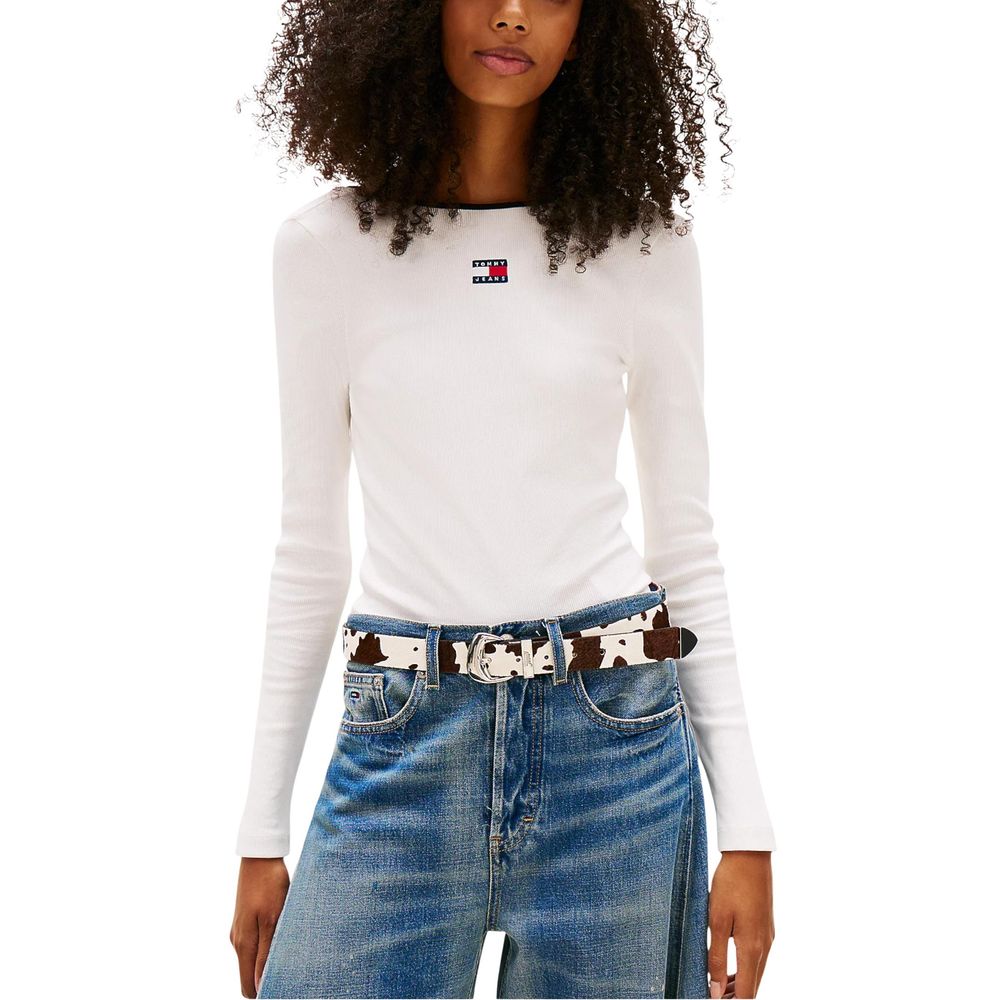 Tommy Hilfiger Jeans White Recycled Cotton Long Sleeve T-Shirt