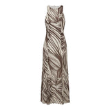 Guess Brown Polyester Long Dress