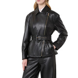 Max Mara Black Lambskin Leather Jacket