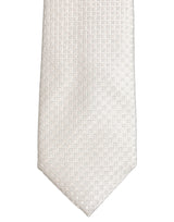 Dolce & Gabbana Men Off White Silk Woven Adjustable Tied Necktie Tie