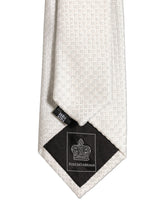 Dolce & Gabbana Men Off White Silk Woven Adjustable Tied Necktie Tie