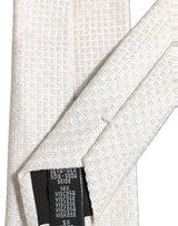 Dolce & Gabbana Men Off White Silk Woven Adjustable Tied Necktie Tie