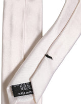Dolce & Gabbana Men Off White Silk Satin Adjustable Tied Necktie Tie