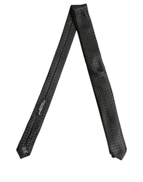 Dolce & Gabbana Men Black Silk Geometric Adjustable Tied Necktie Tie