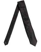 Dolce & Gabbana Black Silk Floral Jacquard Adjustable Tied Necktie Tie