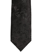 Dolce & Gabbana Black Silk Floral Jacquard Adjustable Tied Necktie Tie