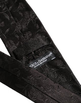 Dolce & Gabbana Black Silk Floral Jacquard Adjustable Tied Necktie Tie