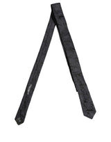 Dolce & Gabbana Men Black Floral Jacquard Adjustable Tied Necktie Tie