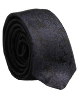 Dolce & Gabbana Men Black Floral Jacquard Adjustable Tied Necktie Tie