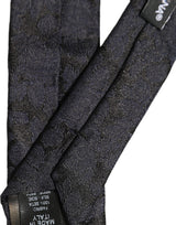 Dolce & Gabbana Men Black Floral Jacquard Adjustable Tied Necktie Tie