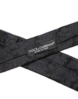 Dolce & Gabbana Men Black Floral Jacquard Adjustable Tied Necktie Tie