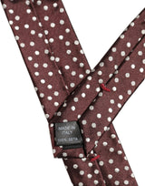 Dolce & Gabbana Men Burgundy Polka Dot Silk Adjustable Tied Necktie Tie
