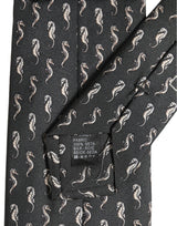 Dolce & Gabbana Men Black Seahorse Silk Adjustable Tied Necktie Tie