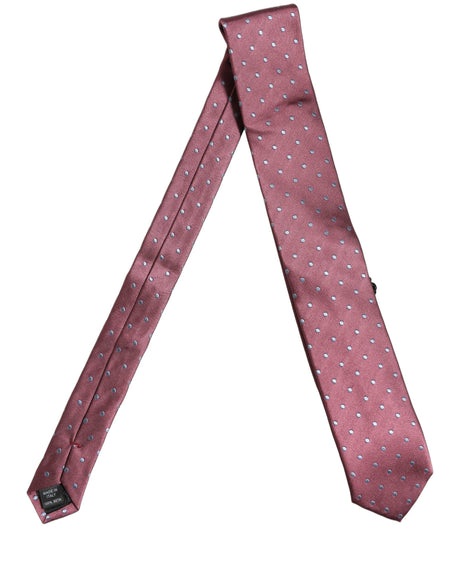 Dolce & Gabbana Men Maroon Silk Polka Dot Adjustable Tied Necktie Tie