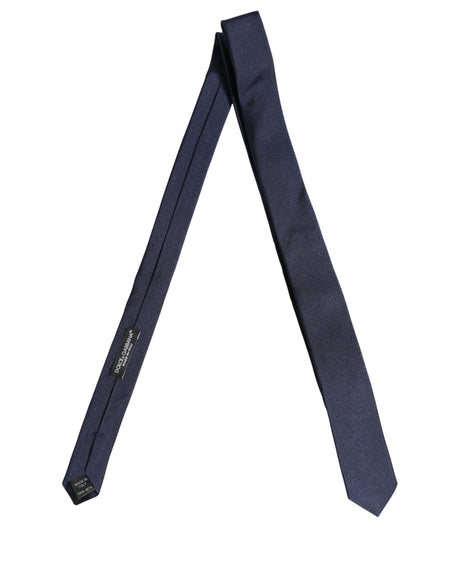 Dolce & Gabbana Men Dark Blue Textured Silk Adjustable Tied Necktie Tie